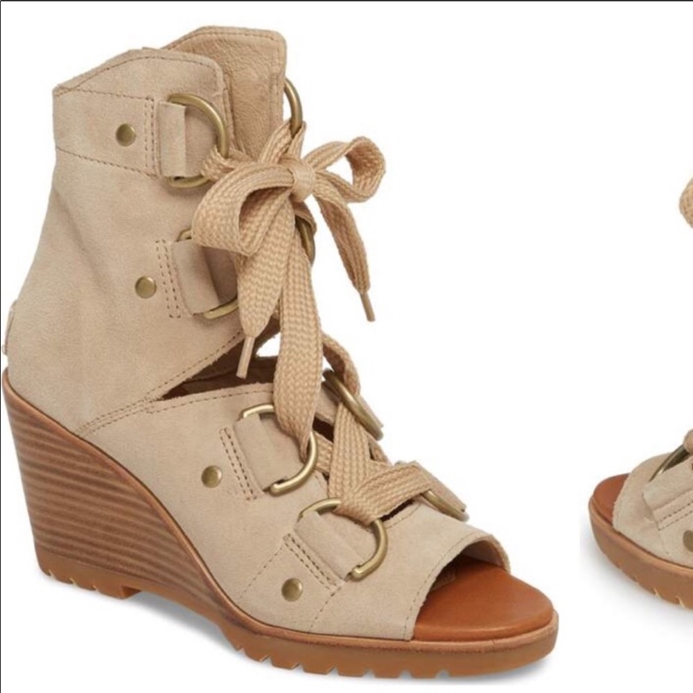 New Sorel open toe lace up bootie